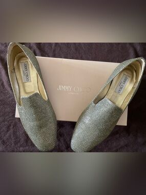 Jimmy Choo wheel lag Metallic light bronze Slip-On Flats - Silver